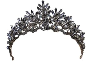 FOMIYES d'epoca Barocca Regina di Cristallo di Nozze Lega Nera Nobile Tiara Donna Principessa Compleanno Accessori per Feste in Costume