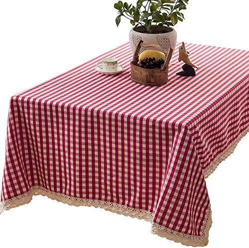 R.LANG Heavy Weight Fabric Tablecloth Oval 60 x 84-inch(152cm x 213cm) Spillproof Jacquard Tablecloth Rose Red