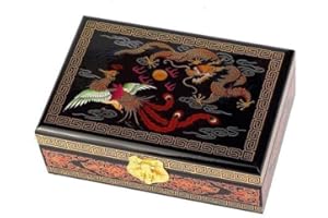 lachineuse Chińska szkatułka na biżuterię, drewno, wielokolorowy smok, nie ma zastosowania