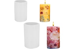 DONLEEVING 2 Pack Cylinder Silicone Moulds for Candle Making and Resin Casting - DIY 3D Handmade Soap, Polymer Clay Crafts (2 Sizes)