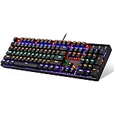 Redragon K551 Rainbow LED Backlit Mechanical Wired Gaming Keyboard with Numlock Keys for Windows PC (Red Switches)
