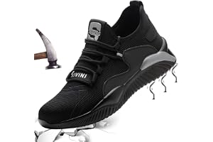 Scarpe Antinfortunistiche Donna LARNMERN - Leggere, Traspiranti Con Puntale In Acciaio (Nero, 37 EU)