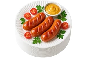 Pakomat Talerzyki papierowe 23cm 100 sztuk talerze jednorazowe, deserowe okrągłe, stabilne talerze z kartonu, naczynia imprezowe, przyjazne dla środowiska, talerze z kartonu, biodegradowalne