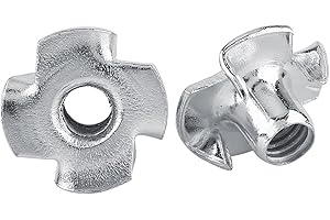 FAFEICY Dadi a T 50 Pezzi Acciaio al Carbonio Zincato M3/M4/M5/M6/M8 4 Punte Dadi Guida T Dado Filettato per Artigiani Mobili in Legno Inserti Blindati Dado a Ragno (M3×50)