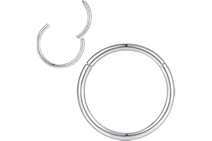 Popuhoops 316L Chirurgenstahl Scharnierende Nasenringe Reifen Suptum Ring Körper Piercing Lippenringe Helix Knorpel Rook Ohrringe 20G 18G 16G 14G 12G 10G 8G, Durchmesser 5mm bis 16mm, Gold-Roségold-Silber-Schwarz