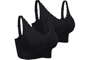 iClosam Sujetador Deportivo Mujer Encaje Sujetadores Mujer con Almohadillas Extraíbles Bra Deporte Sin Costuras 1/2/3 Piezas para Gimnasio Yoga Bailar Fitness M-3XL