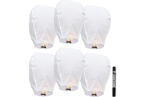 ARROMI 6 PCS Chinese Lanterns, Paper Lanterns, Lanterns for Outside, Paper Lampshade, White Lantern, Beautiful Lantern for Weddings, Birthdays, Parties,Memorials and Much More