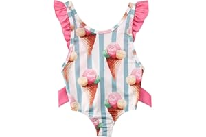 Carolilly Costume da Bagno Neonata Bambina Costume Intero Stampa Gelato Senza Schienale Spiaggia Mare