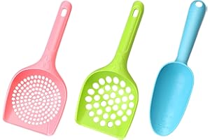 MOCOBO Cat Litter Scoop, Plastic Kitty Litter Pet Shovel Cat Dog Sand Sifter Poop Sieve Cleaning Tool with Food Feeder Shovel Scoop Set 3 Pack