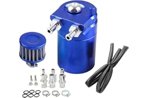 LQKYWNA Oil Catch Can, 300ml Aluminum Catch Can, Universal Car Oil Catch Tank Air Oil Separator with Air Filter, Hose and Other Accessories (Blue)