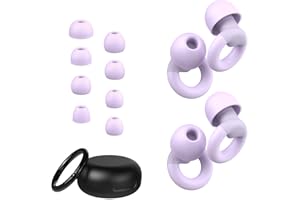 JUSTRVN Ear Plugs for Sleeping, 2 Pairs of Hearing Protection Ear Plugs for Concert,Noise Sensitivity,Study, Soft Silicone Reusable Earplugs for Noise Reduction 25dB-30dB