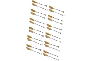 QUEPUEDOREGALAR Pack de 24 pinchos de dos púas para comer caracoles o aperitivos de madera de olivo