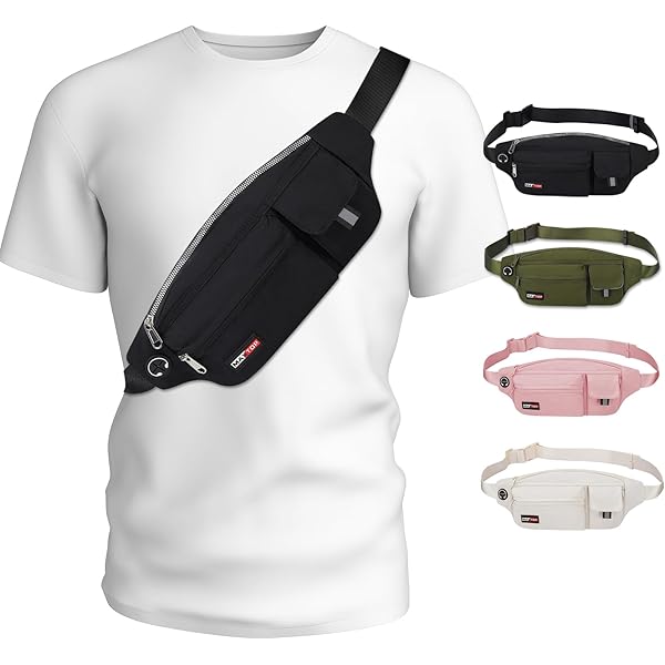 RUVO® Heuptas voor dames en heren, stijlvolle heuptas voor maximale opbergruimte, 4 vakken elk met ritssluiting, geschikt voor alle activiteiten, zwart, Einheitsgröße, Heuptas