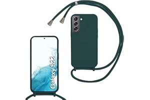 Beajew Silikon Handyhülle für Samsung Galaxy S22 Hülle mit Band, Silikon Necklace Handyhülle mit Abnehmbar Kordel zum Umhängen Stossfest Bumper Handy Schutzhülle, Dunkelgrün