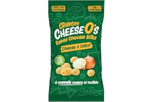 CheeseO's - Knusprig Gepufft Käse Snacks - Cheese & Onion 20g (Pack of 10) - Keto Snack - Proteinreich - Vegetarisch - Glutenfrei - käse chips - Gesunder snacks, gebacken und lecker