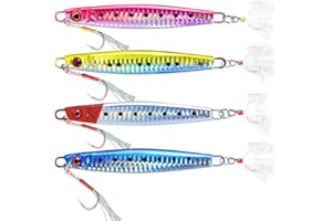 Deep Sinking Sea Fishing Lures, LULUWA 4pcs 60g/80g/100g/120g/150g/180g Hard Metal Sea Spinner Fish Bait for Tuna Salmon Grouper & Jigging Lure