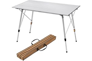 WOLTU CPT8132sb Table de Camping Pliante en Aluminium,Table de Voyage réglable en Hauteur 120x68,5cm