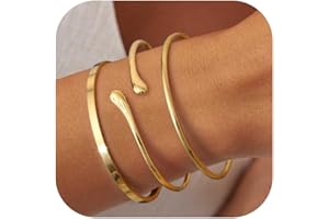 YADOCA 3 Pièces Bracelets Femme Or Acier Inoxydable Plaqué Or 18 Carats Bracelet Manchette Bracelet Argent Femme Bijoux pour Femme