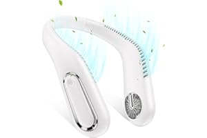 MATEPROX Ventilatore a Collo Senza Pale, Portatile e a Mani Libere, Batteria Ricaricabile da 4000mAh, per Sport All'aperto, Viaggi e Casa-Bianca