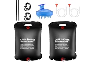 Qdreclod Lot 2 PCS Douche Solaire, 20L Sac de Douche Solaire Camping Pliable Sac de Douche Camping Portable Solaire Chauffe Sac de Douche de Sport Camping Randonée Plage ête de Douche Commutable