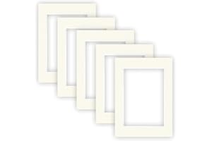 nielsen Conservation Passepartout 1,5 mm, set di 5, formato esterno 13x18 cm per foto 9x13 cm, avorio crema bianco liscio