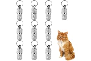 Luabue 10Pcs Dog Name Tags Personalised Dog Pet Id Tag Barrel Tube with Address Name Label Anti -Lost Dog Cat Collar Tag for Prevent Pet Puppy Lost