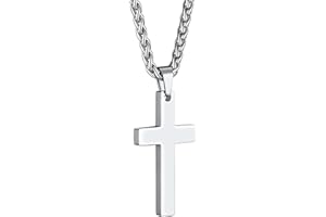 PROSTEEL Cross Necklace Mens, Cross Pendant with Adjustable Chain, Sliver Black Gold Plated Crucifix Necklace for Men 316L Stainless Steel Personalised Engraving Available -With Gift Box