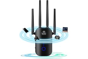 WEPAI Ripetitore WiFi Potente, 1200Mbps Dual Band WiFi Range Extender Wireless Amplificatore WiFi Ripetitore 2,4 & 5,8 GHz WiFi Booster con porta Ethernet fino a 120 m², compatibile con tutti i router, nero