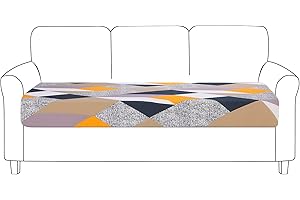 NIBESSER Copriseduta Divano Elasticizzato Fodera per Cuscino del Divano Universale Antimacchia Lavabile 1/2/3 Posti Copricuscino per Divano Morbido con Elastico(Geometria Arancione，3 Posti)