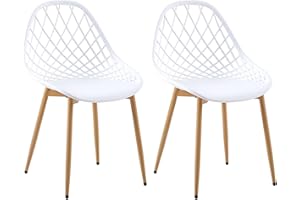 ‎BUYBYROOM buybyroom Esszimmerstuhl 2er Set Esszimmer Stühle mit Rückenlehne Metallbeinen Wohnzimmerstuhl Schalenstuhl Gartenstühle, Weiß