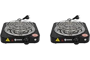 DH-Home Premium elektrische Kochplatte einzeln, 1000W Edelstahl Herdplatte, 5 Leistungsstufen, Mobile Herdplatte Elektro für Büro, zu Hause und Unterwegs, Schneller Versand! (2), Schwarz