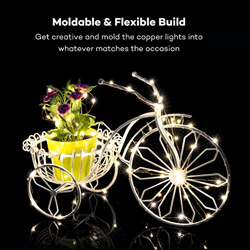 Lichterkette 100er LED TaoTronics warmweiß 10m dimmbare Kupferdraht wasserdicht Sternenlicht außen und innen für Weihnachten Halloween Zimmerdekoration Hochzeit 3 Modi 10 Stufen Helligkeit - 9