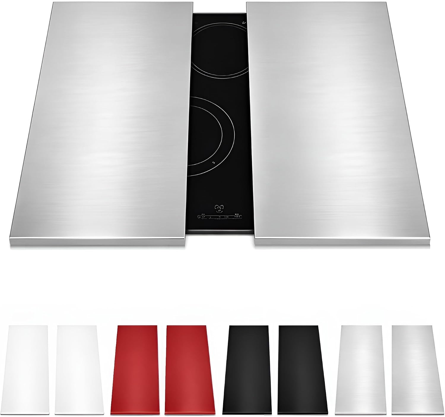HOMELAY Tapa para vitroceramica. Tapa cocina induccion (No GAS). 55 x 33 x 2,5 cm. Muy resistente. Hecho en España. Protector de vitroceramica, cubrevitrocerámicas (2, Acero Inoxidable)