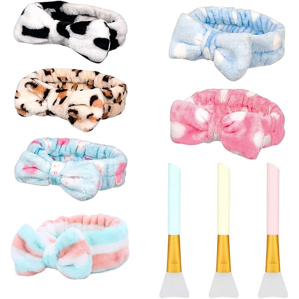 6 Stück Kosmetik-Stirnbänder Mit Schleife – Weich, Elastisch, Für Gesichtspflege & Sport