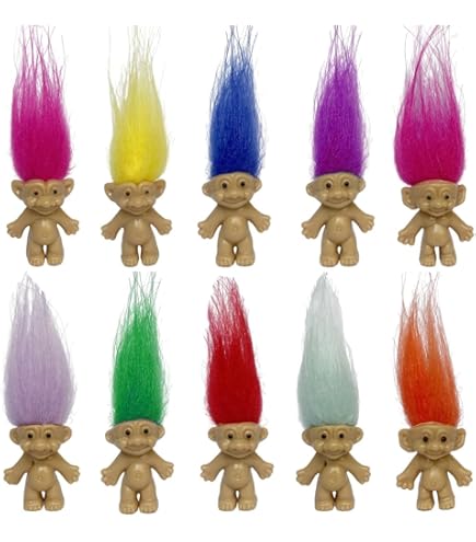 Glücks-Troll Puppen Schlüsselanhänger 10cm - Bunte Vintage Figuren
