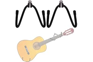 Pmsanzay Horizontal Guitar Wall Mount Hanger, 2 Pack Guitar Hanger Wall Hook Holder Stand Storage Display Rack with Screws for Acoustic Electric Ukulele Bass Banjo Mandolin