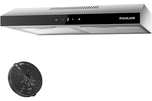 Gasland Chef SR60SS Hotte aspirante sous plan 60cm à recyclage, silencieuse évacuation d'air 202 m³/h filtre à charbon actif 3 niveaux Touch Control, Acier inox Argent
