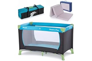 hauck Dream N Play Set Cuna de Viaje para Bebé con Colchón Alvi Confort - Parque Plegable Portátil para Recién Nacido o Niño, Cama Auxiliar con Bolsa de Transporte – Azul