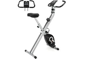 ISE Mini Vélo d'appartement Pliable, Velo Appartement Cardio Training 16 Niveaux Résistance, Ecran LCD avec 7 Fonctions, Vélo Biking avec Capteur de Fréquence Cardiaque, Bluetooth, SY-812