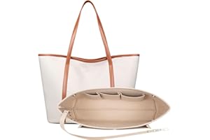 HyFanStr Taschenorganizer aus Filz mit Innentaschen für Handtasche, Bag-in-Tasche mit Griffen und Schlüsselkette, Beige