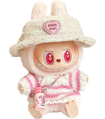 17cm Labubu Tricot Poudlard Génération 2 Labubu Vêtements Peluche Poudlard Accessoires Rose Pink