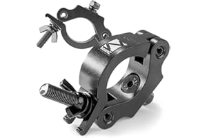 BeamZ BC50B-200 Half Coupler O-Clamp Truss Lighting Clamps 2 Pack for DJ Stage Fixtures & Equipment, Heavy-Duty Aluminium Slimline Design, Fits 48-51mm Tubes, 200kg SWL, Black Finish