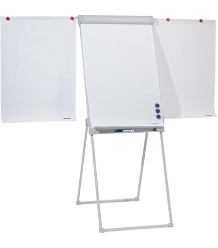 Floordirekt Flipchart met driepoot, blokhouder en zijarmen - magnetisch & beschrijfbaar - vrijstaand en in hoogte verstelbaar - whiteboard board magneetbord - board met opbergbak (coyote