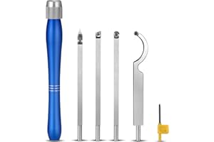 ENERHUB Outils de Tournage sur Bois, 4 Pièces Forme de Diamant en Carbure/Rond/Carré Tête de Couteau, Têtes de Coupe Rapidement Remplaçables, Adapté aux Amateurs de Travail du Bois (Bleu)