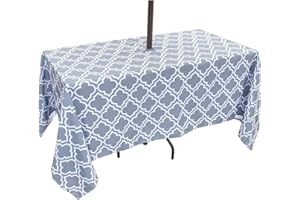 Eternal Beauty Nappe rectangulaire imperméable pour intérieur et extérieur avec trou pour parapluie et fermeture éclair pour terrasse, jardin, fête et barbecue (152 x 213 cm, fermeture éclair, gris)