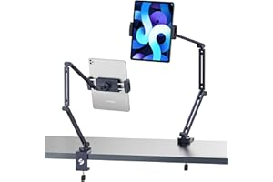 ULANZI SELECT Soporte Tablet Mesa ULANZI LS31 Soporte para Tablet Cama Soporte iPad Ajustable en 360 Tornillos 1/4'' 3/8'' Compatible con iPad Pro 12.9'' 2022 Air Mini/iPhone Samsung Smartphone Cámara Micrófono