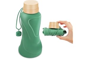 NAVTUE Collapsible Water Bottle, 650ml Foldable Water Bottle BPA Free Reusable Lightweight Leak-Proof Travel Silicone Water Bottle for Travel, Gym, Hiking, Office, Camping (Green)