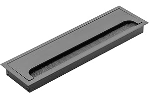 GTV - Boquilla para Cables Merida - Pasacables con Tapa de Apertura - Pasacables Rectangular Organizador de Cables para Muebles Pasacables/para la instalación en la encimera / 80 x 280 mm/Negro