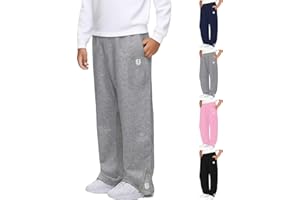 Generisch Herren Kinder Jogginghose Sweatpants Baumwolle Baggy Breite Weites Bein mit Elastischem Bund Kordelzug Zwei Seitentaschen Warme Herbst Winter Sporthose Lounge Bequem Teenager Trainingshose