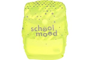 School-Mood Regenschutz für Schulranzen – Wasserdichte Regenhaube, Neonfarben mit retroreflektierendem Aufdruck aus Polyester, Regenhülle zum Schutz des Schulrucksacks, Einheitsgröße (neongelb)